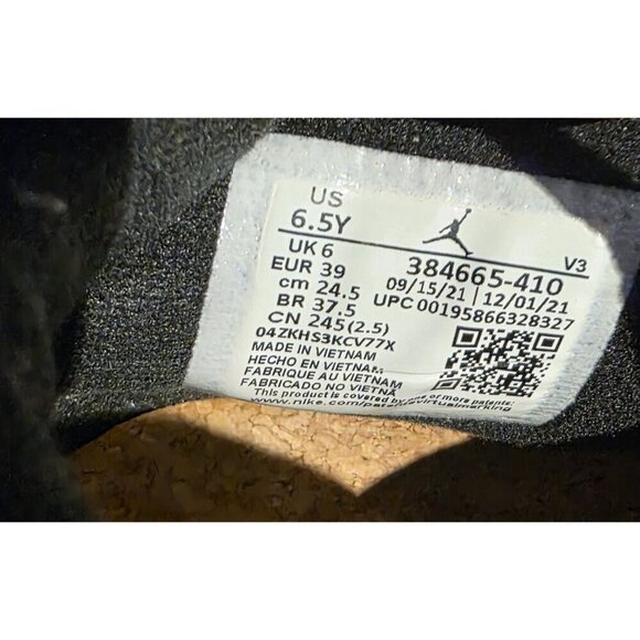 Womens 8 - Nike Air Jordan 6 Retro 384665-410 UNC White VG Condition 6.5Y GS - Picture 8 of 8